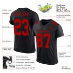 Custom Black Red Mesh Football Jersey with Personalized Name and Number - Authentic Team Apparel Personalized Black Red Mesh