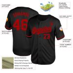 Custom Black Red Mesh Baseball Jersey with Personalized Name & Number - Authentic Throwback Design Personalized Black Red