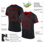 Custom Name and Number Authentic Throwback Football Jersey - Personalized Black Red Mesh Team Jersey Personalized Black Red