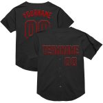 Personalized Throwback Baseball Jersey in Black Red Mesh - Custom 3 Personalized Black Red Mesh Throwback Baseball Jersey