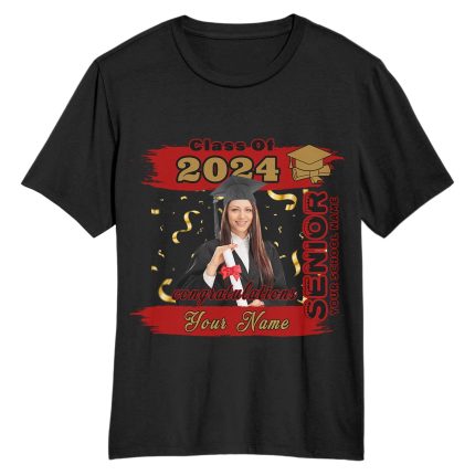 Personalized 3D Graduation T-Shirt in Black, Red, and Old Gold for Custom Celebration Personalized Black Red-Old Gold 3D
