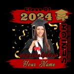 Custom 3D Graduation Performance T-Shirt with Personalized Name and Number, Black Red-Old Gold Team Design Personalized Black