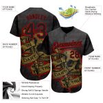 Personalized 3D Dart We Trust Baseball Jersey in Black Red-Old Gold Personalized Black Red-Old Gold 3D In Dart We Trust Baseball