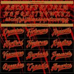Custom Varsity Letterman Jacket with Personalized Name & Number, 3D Black Red Gold Pattern Bomber Design Personalized Black