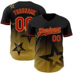 Custom Name Number 3D Pattern Gradient Twinkle Star Baseball Jersey - Personalized Black Red Old Gold Design Personalized