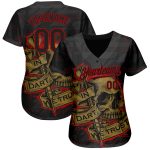 Personalized 3D Pattern Baseball Jersey - Custom Name & Number - In Dart We Trust - Black Red Old Gold Design Personalized