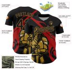 Custom Name Number Personalized 3D Pattern Knight Hero Art Black Red Gold Authentic Baseball Jersey Personalized Black Red-Old