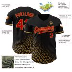 Custom Name and Number Leopard Print Baseball Jersey - Personalized Black Red and Gold 3D Pattern Design Personalized Black