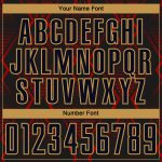 Custom Soccer Jersey with Geometric Shapes, Personalized Name and Number, Black Red-Old Gold Design Personalized Black Red-Old