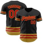 Personalized Black Red Gold Line Baseball Jersey for Men and Women Personalized Black Red-Old Gold Line Baseball Jersey