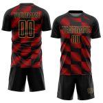 Personalized Sublimation Soccer Jersey - Black Red Old Gold Lines, Custom Design 3 Personalized Black Red-Old Gold Lines