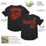 Personalized Black Red Gold Mesh Authentic Throwback Jersey - Custom Baseball Jersey Personalized Black Red-Old Gold Mesh