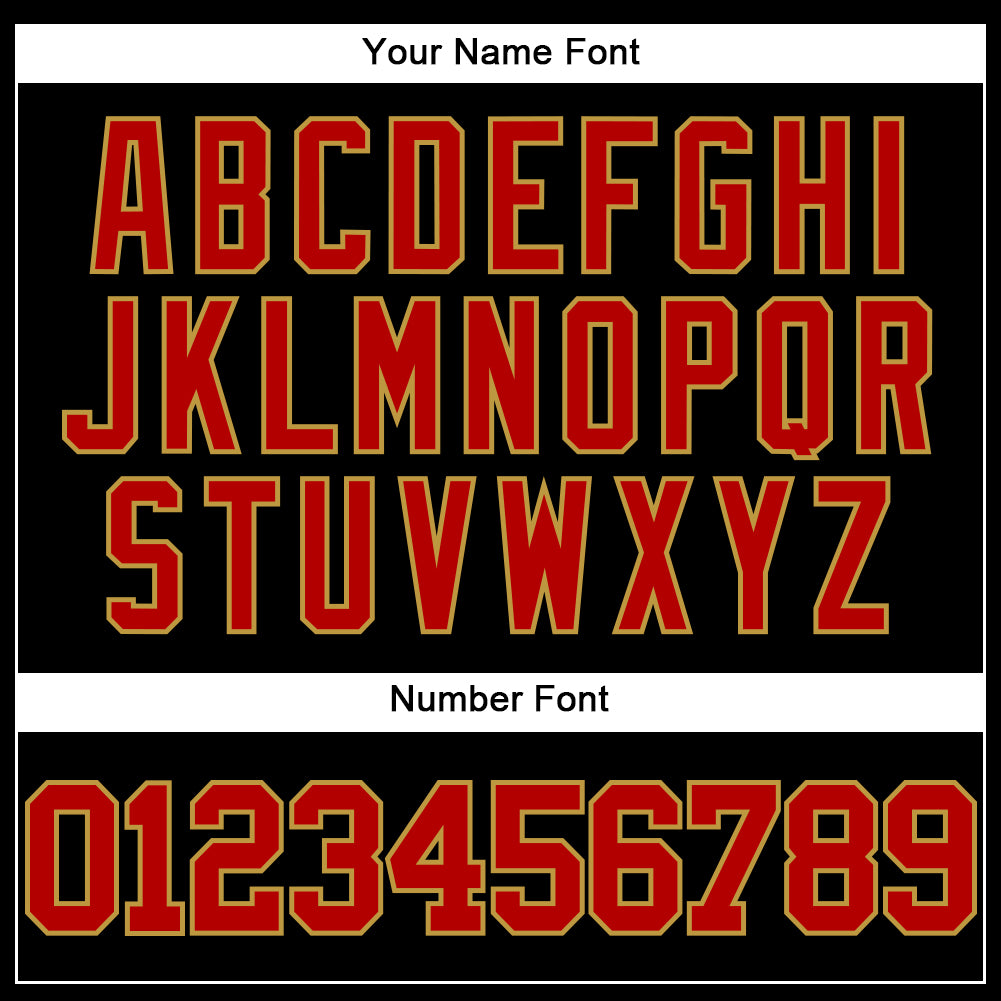 Personalized Throwback Baseball Jersey Mesh in Black and Red with Old Gold Accents - Customizable Design Personalized Black - Image 5