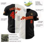 Custom Name and Number Personalized Black Red Gold Pinstripe Baseball Jersey Authentic Fashion Team Jersey Personalized Black