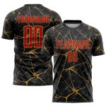 Custom Black Red Gold Soccer Jersey - Personalized Sublimation Uniform Personalized Black Red-Old Gold Sublimation Soccer