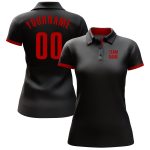 Personalized Performance Golf Polo Shirt - Black Red Design, Custom Fit Personalized Black Red Performance Golf Polo Shirt