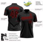 Personalized Black Red Performance Golf Polo Shirt for Men - Premium Vapor Design Personalized Black Red Performance Vapor