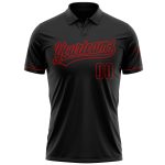 Personalized Black Red Performance Golf Polo Shirt for Men - Premium Vapor Design Personalized Black Red Performance Vapor