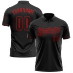 Custom Name and Number Personalized Black Red Performance Vapor Golf Polo Shirt Personalized Black Red Performance Vapor