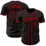 Personalized Black and Red Pinstripe Authentic Baseball Jersey Personalized Black Red Pinstripe Black Authentic Baseball
