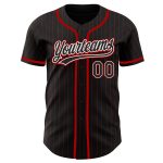 Custom Name and Number Personalized Black Red Pinstripe Authentic Baseball Jersey Personalized Black Red Pinstripe Black
