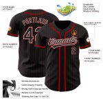 Custom Name and Number Personalized Black Red Pinstripe Authentic Baseball Jersey Personalized Black Red Pinstripe Black