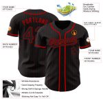 Personalized Black Red Pinstripe Baseball Jersey for Men - Custom Team Apparel Personalized Black Red Pinstripe Black Baseball