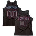 Custom Basketball Jersey with Personalized Name & Number - Black Red Light Blue Pinstripe Design Personalized Black Red Pinstripe