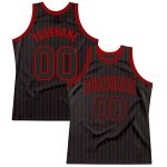 Personalized Black Red Pinstripe Basketball Jersey - Custom Sports Apparel Personalized Black Red Pinstripe Black-Red Basketball