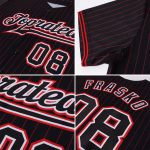 Custom Name and Number Personalized Black Red Pinstripe Baseball Jersey - Authentic Team Apparel Personalized Black Red Pinstripe