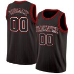 Custom Basketball Jersey Personalized with Name and Number Black Red Pinstripe Authentic Black White Design Personalized