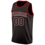 Custom Basketball Jersey Personalized with Name and Number Black Red Pinstripe Authentic Black White Design Personalized
