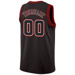 Custom Basketball Jersey Personalized with Name and Number Black Red Pinstripe Authentic Black White Design Personalized