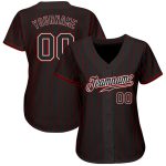 Personalized Black Red Pinstripe Baseball Jersey for Men and Women - Custom Name and Number Personalized Black Red Pinstripe