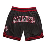 Personalized Black Red Pinstripe Basketball Shorts for Men - Custom Athletic Wear Personalized Black Red Pinstripe Black-White