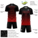 Custom Name Number Personalized Soccer Jersey Black Red Pinstripe Fade Fashion Sublimation Uniform Personalized Black Red