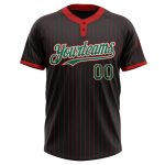 Custom Name Number Black Red Pinstripe Softball Jersey Unisex Two-Button Kelly Green White Personalized Black Red Pinstripe