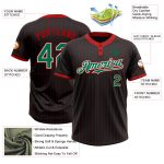 Custom Name Number Black Red Pinstripe Softball Jersey Unisex Two-Button Kelly Green White Personalized Black Red Pinstripe