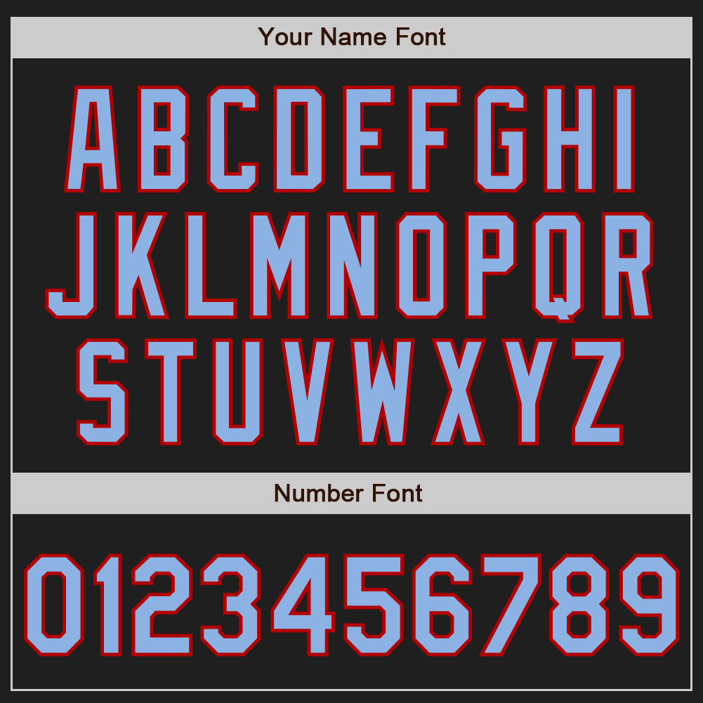 Personalized Unisex Softball Jersey - Black Red Pinstripe Light Blue Two-Button Design Personalized Black Red Pinstripe Light - Image 5