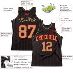 Custom Authentic Basketball Jersey with Personalized Name & Number - Black Red Pinstripe Old Gold-Red Personalized Black