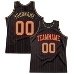 Custom Authentic Basketball Jersey with Personalized Name & Number - Black Red Pinstripe Old Gold-Red Personalized Black