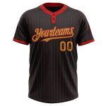 Custom Name Number Unisex Softball Jersey Black Red Pinstripe Two-Button Personalized Old Gold Team Gear Personalized Black