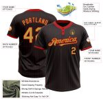 Custom Name Number Unisex Softball Jersey Black Red Pinstripe Two-Button Personalized Old Gold Team Gear Personalized Black
