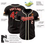 Custom Name Number Baseball Jersey - Personalized Black Red Pinstripe Authentic Design - Team Spirit Gear Personalized Black