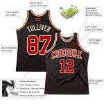 Personalized Black Red Pinstripe Basketball Jersey - Custom Team Jersey Personalized Black Red Pinstripe Red-Cream Basketball