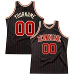 Personalized Black Red Pinstripe Basketball Jersey - Custom Team Jersey Personalized Black Red Pinstripe Red-Cream Basketball