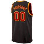 Custom Name Number Basketball Jersey Personalized Black Red Pinstripe Red Gold Authentic Team Gear Personalized Black Red