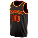 Custom Name Number Basketball Jersey Personalized Black Red Pinstripe Red Gold Authentic Team Gear Personalized Black Red