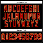 Personalized Black and Red Pinstripe Baseball Jersey with Red-Gold Accents Personalized Black Red Pinstripe Red-Gold Baseball