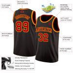 Personalized Black Red Pinstripe Basketball Jersey - Custom Red-Gold Design Personalized Black Red Pinstripe Red-Gold Basketball